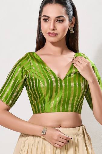 women's cotton padded back open elbow-sleeves saree blouse