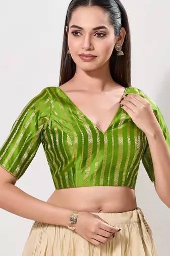 women's cotton padded back open elbow-sleeves saree blouse