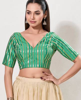 women's cotton padded back open elbow-sleeves saree blouse 1