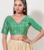 women's cotton padded back open elbow-sleeves saree blouse
