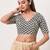 women's crocheo padded back-open elbow-length-sleeves saree blouse