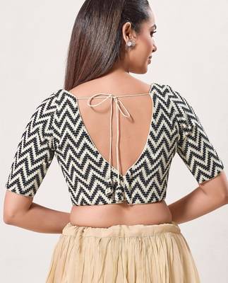 women's crocheo padded back-open elbow-length-sleeves saree blouse 2