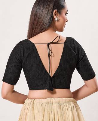 women's crocheo padded back-open elbow-length-sleeves saree blouse 2