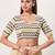 women's crocheo padded back-open elbow-length-sleeves saree blouse