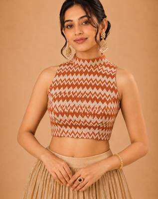 women's net padded back open sleeveless saree blouse 1