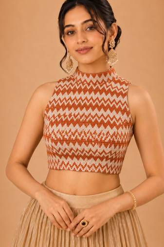 women's net padded back open sleeveless saree blouse