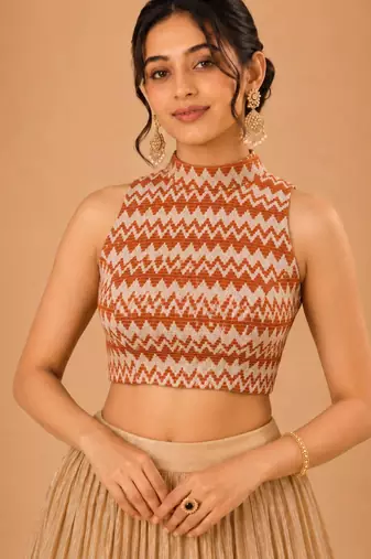women's net padded back open sleeveless saree blouse