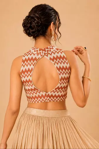 women's net padded back open sleeveless saree blouse