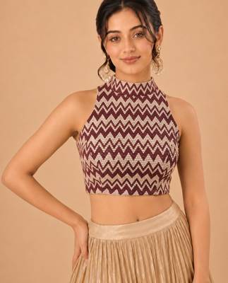 women's net padded back open sleeveless saree blouse 1