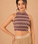 women's net padded back open sleeveless saree blouse