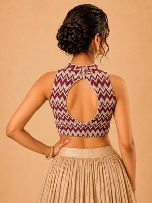 women's net padded back open sleeveless saree blouse 2