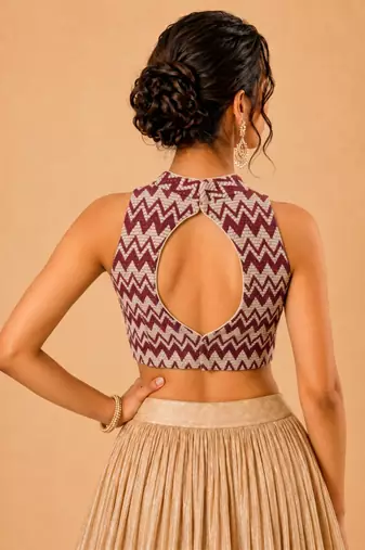 women's net padded back open sleeveless saree blouse