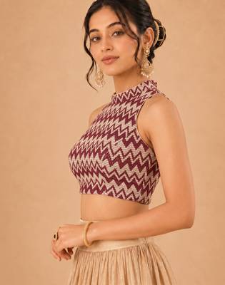 women's net padded back open sleeveless saree blouse 3