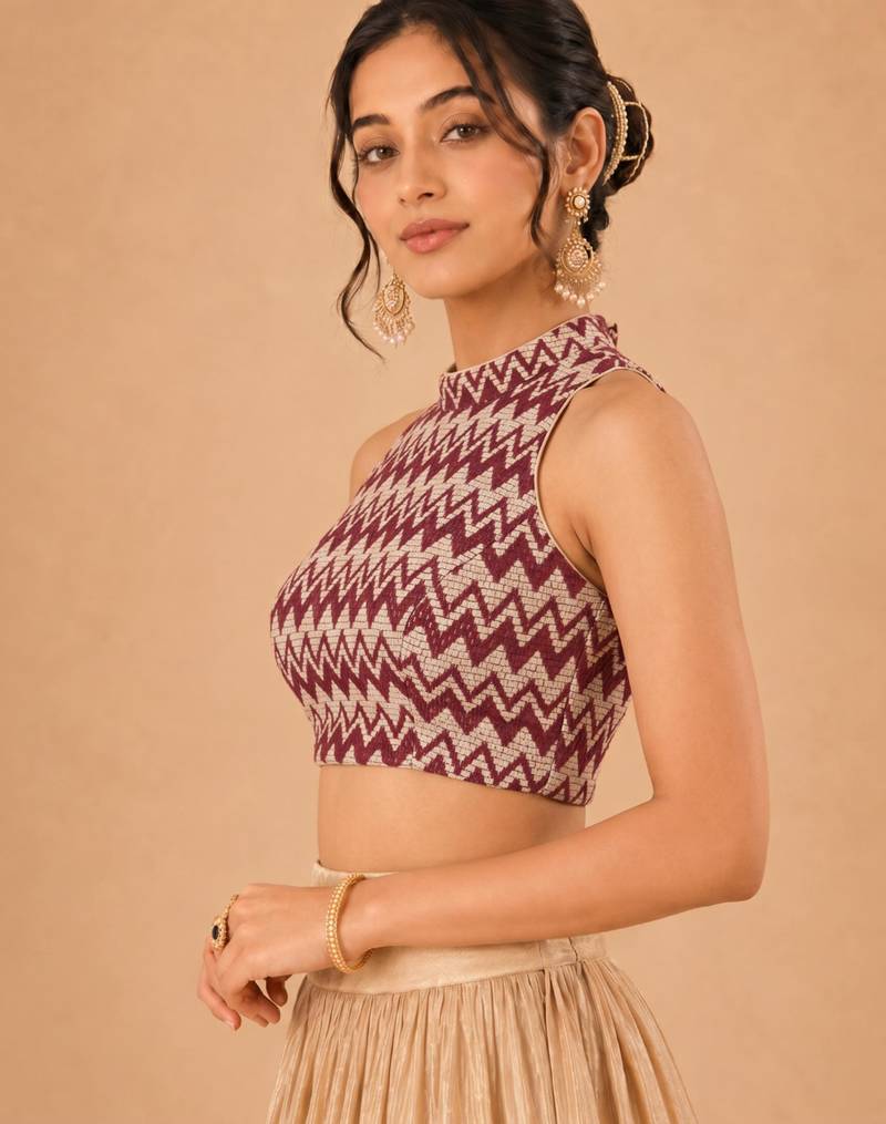 women's net padded back open sleeveless saree blouse