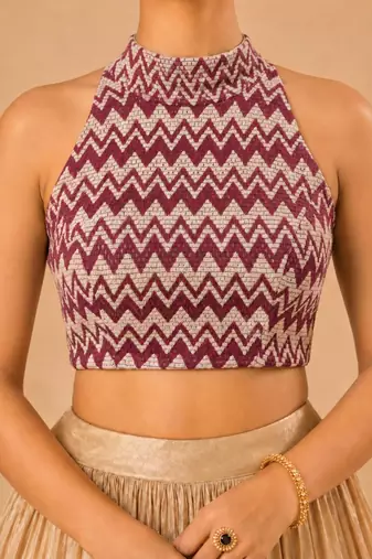 women's net padded back open sleeveless saree blouse
