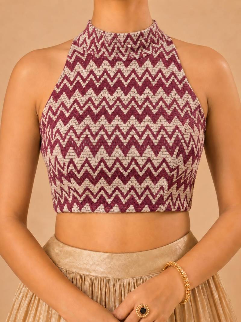 women's net padded back open sleeveless saree blouse