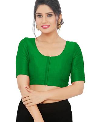 women's mulbury silk blend  padded front open elbow-sleeves saree blouse 1