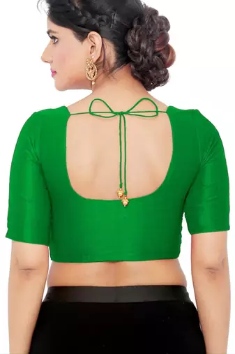 women's mulbury silk blend  padded front open elbow-sleeves saree blouse