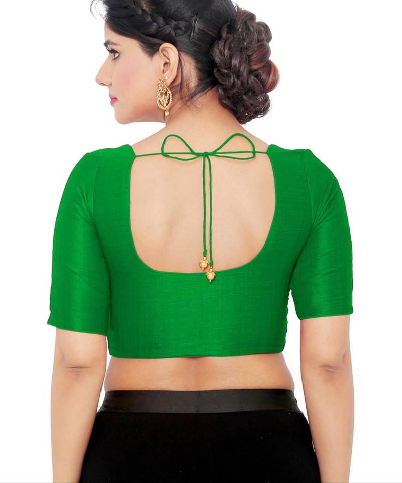 women's mulbury silk blend  padded front open elbow-sleeves saree blouse
