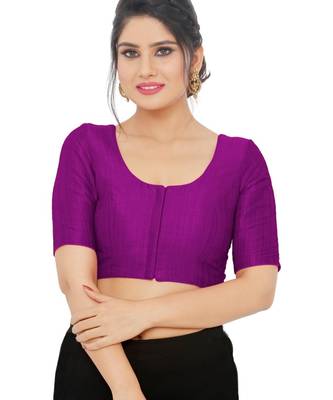 women's mulbury silk blend  padded front open elbow-sleeves saree blouse 1