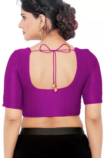 women's mulbury silk blend  padded front open elbow-sleeves saree blouse
