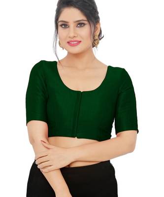 women's mulbury silk blend  padded front open elbow-sleeves saree blouse 1