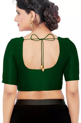 women's mulbury silk blend  padded front open elbow-sleeves saree blouse