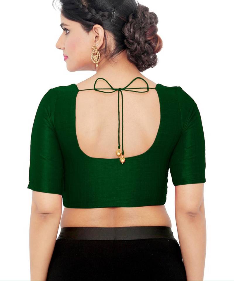 women's mulbury silk blend  padded front open elbow-sleeves saree blouse