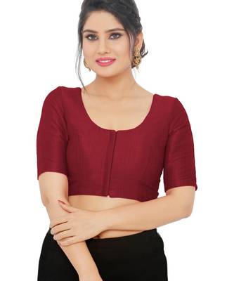 women's mulbury silk blend  padded front open elbow-sleeves saree blouse 1