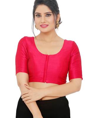 women's mulbury silk blend  padded front open elbow-sleeves saree blouse 1