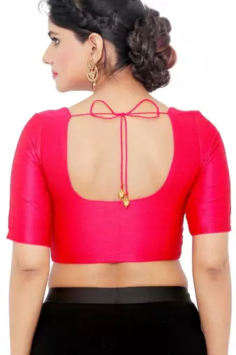 women's mulbury silk blend  padded front open elbow-sleeves saree blouse