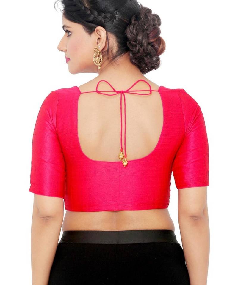 women's mulbury silk blend  padded front open elbow-sleeves saree blouse
