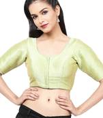 women's mulbury silk blend  padded front open elbow-sleeves saree blouse