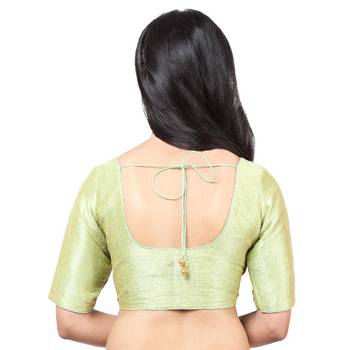 women's mulbury silk blend  padded front open elbow-sleeves saree blouse 2