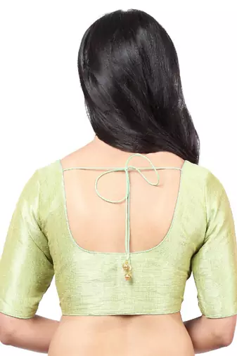 women's mulbury silk blend  padded front open elbow-sleeves saree blouse