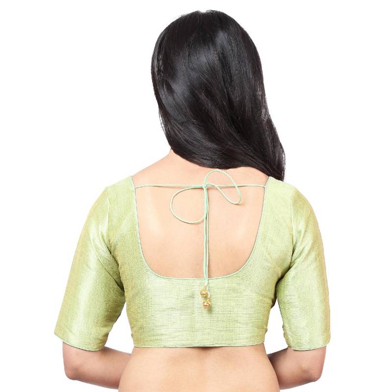 women's mulbury silk blend  padded front open elbow-sleeves saree blouse