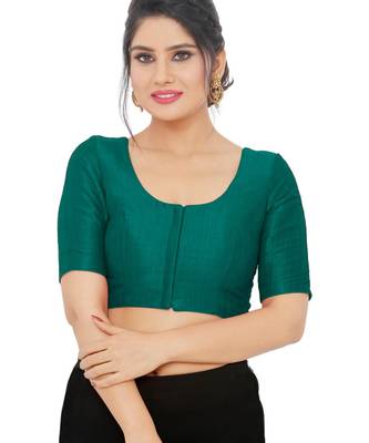 women's mulbury silk blend  padded front open elbow-sleeves saree blouse 1