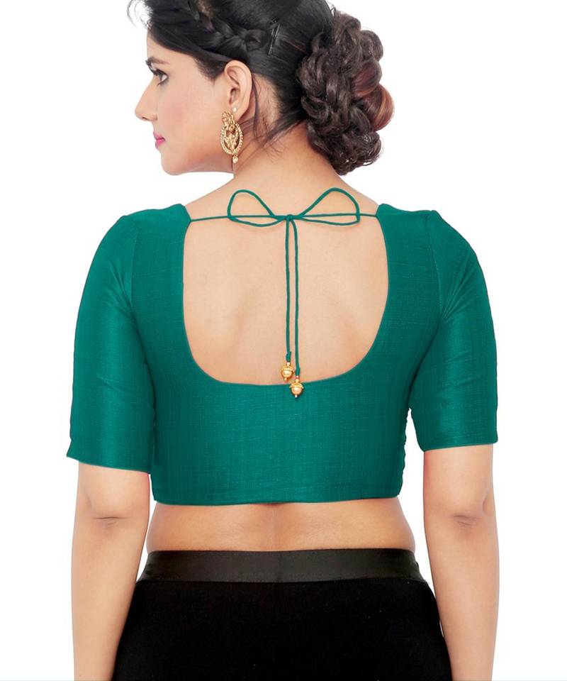 women's mulbury silk blend  padded front open elbow-sleeves saree blouse
