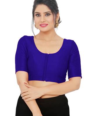 women's mulbury silk blend  padded front open elbow-sleeves saree blouse 1