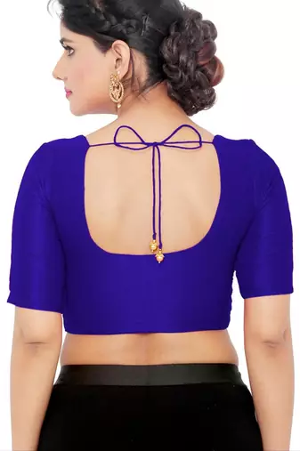 women's mulbury silk blend  padded front open elbow-sleeves saree blouse