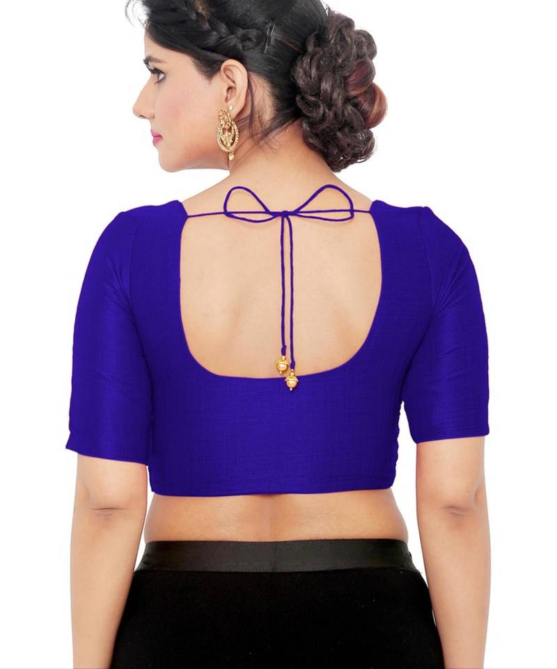 women's mulbury silk blend  padded front open elbow-sleeves saree blouse