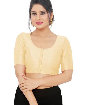 women's mulbury silk blend  padded front open elbow-sleeves saree blouse 1