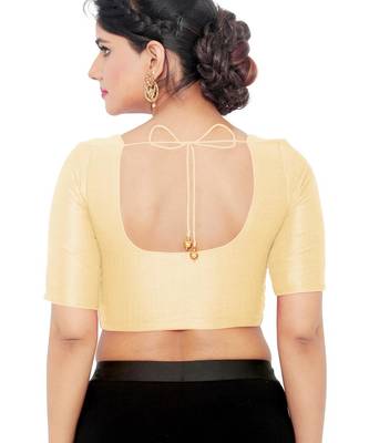 women's mulbury silk blend  padded front open elbow-sleeves saree blouse 2