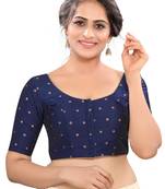 women's tafeta silk blend  padded front open elbow-sleeves saree blouse