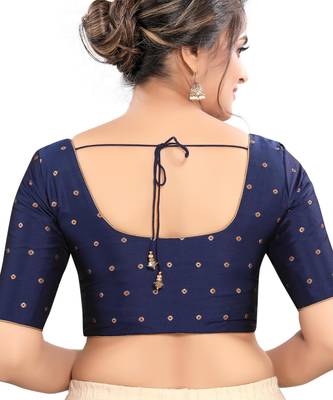 women's tafeta silk blend  padded front open elbow-sleeves saree blouse 2