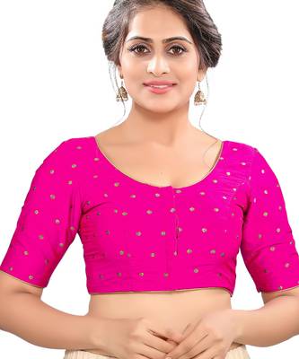 women's tafeta silk blend  padded front open elbow-sleeves saree blouse 1