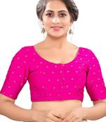 women's tafeta silk blend  padded front open elbow-sleeves saree blouse