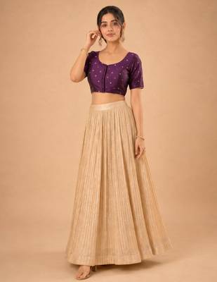 women's tafeta silk blend  padded front open elbow-sleeves saree blouse 4