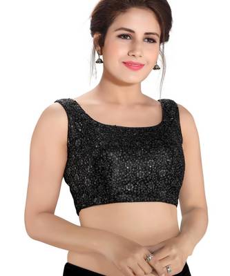 women's net padded back open sleeveless saree blouse 1