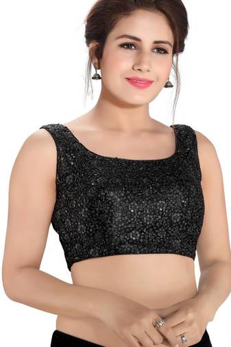 women's net padded back open sleeveless saree blouse